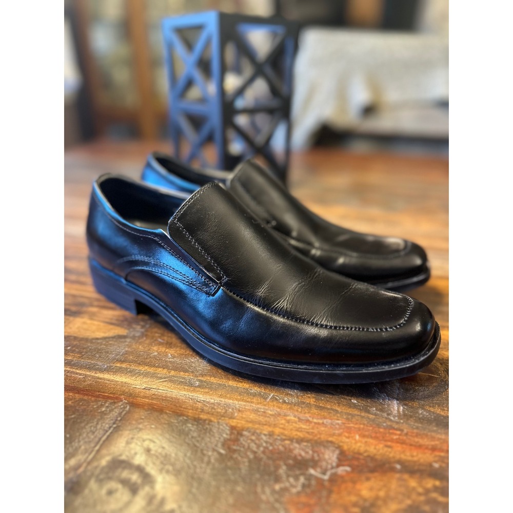 Stacy Adams Mens Black Leather Square Toe Slip On Dress Shoes Loafers 8M